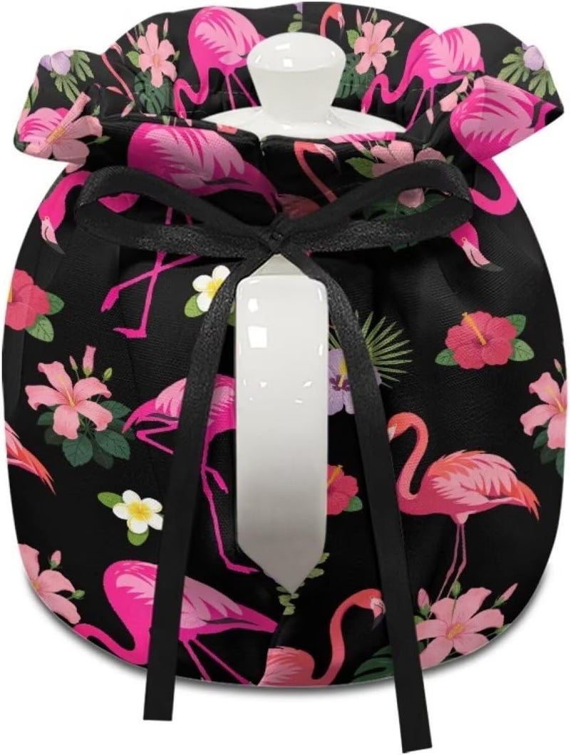 Mintulipy Flamingo Tea Cozy Cotton Teapot Dust Cover Tea Cozies, Kitchen Home Decorative Tea Cosy with Insulation Pad for Housewife, Friend, Mom Home Kitchen Decor Tea Cozies - Image 3